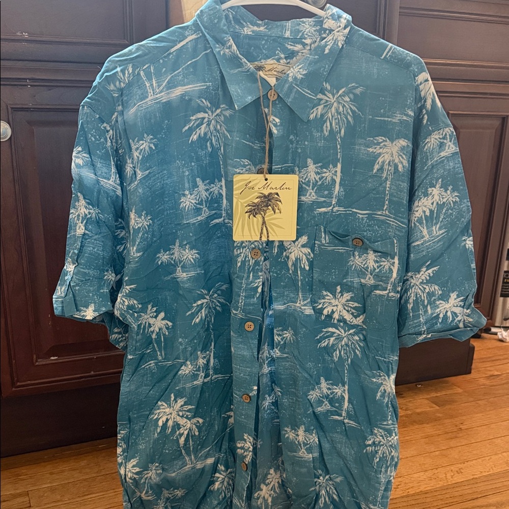 Island Vibes Teal Palm Men's Shirt